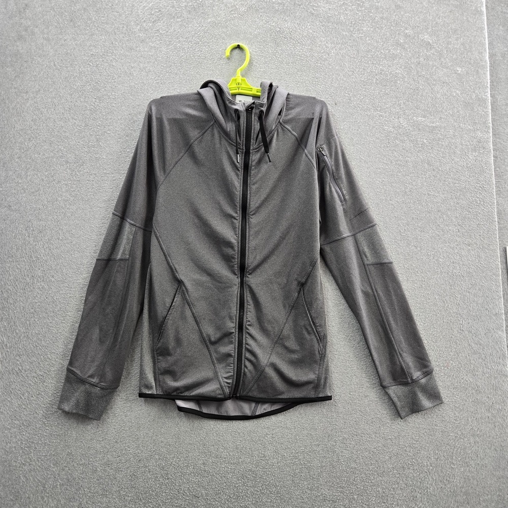 Hylete Men Jacket S Gray Activewear Zipper Logo Long Sleeve Performance‎ Hooded